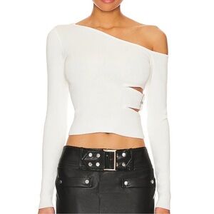 NWT Superdown White Asymmetrical Cut Out Top